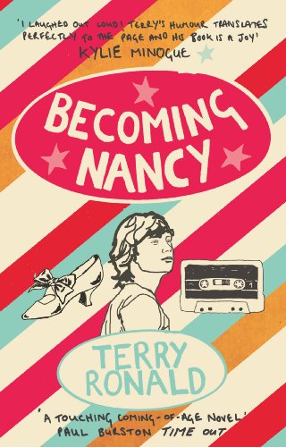 Book cover for “Becoming Nancy” with illustrated portrait and objects.