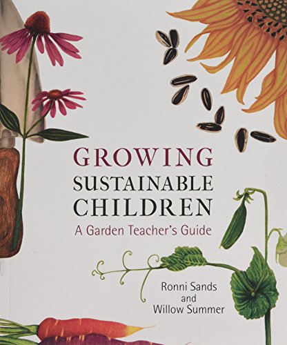 Book cover with flowers, vegetables, and title "Growing Sustainable Children.