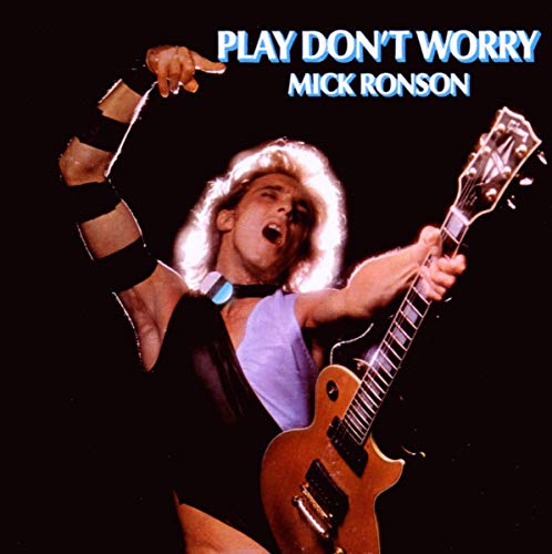 CD cover: Mick Ronson playing guitar, pointing upwards, 1980s style.