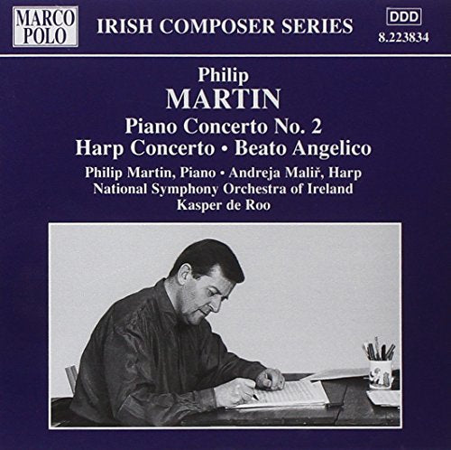 CD cover for Philip Martin’s Piano Concerto No. 2 with a pianist portrait.