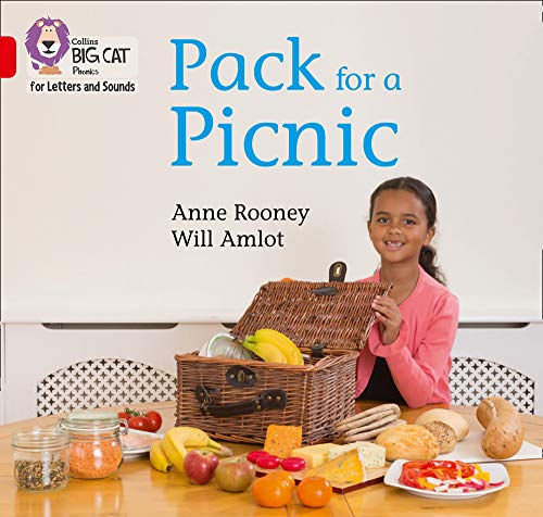 Book cover with a girl, picnic basket, and food on a table.