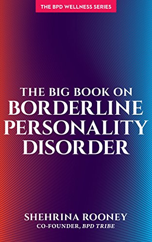 Book cover with purple and orange radial lines, title: "The Big Book on Borderline Personality Disorder.