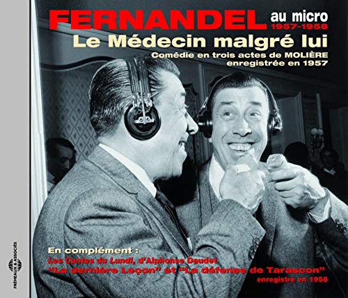 1957 vinyl record cover featuring actor Fernandel with headphones.