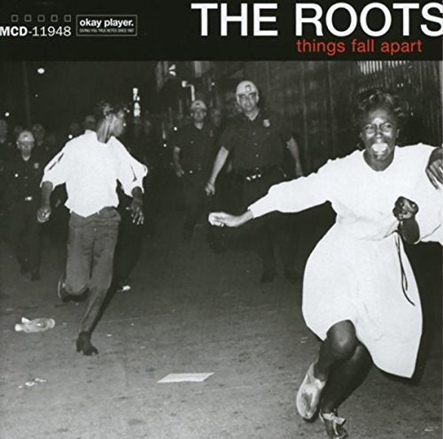 Black and white album cover for The Roots’ “Things Fall Apart” CD.