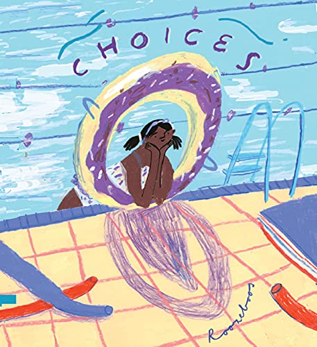Illustration of a child with a purple inner tube by a pool.