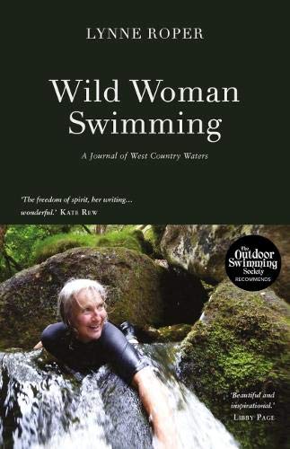 "Book cover with a woman in a wetsuit swimming between mossy rocks."