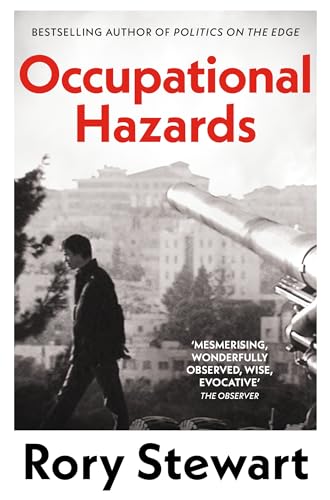Book cover: man walking with a rifle, building backdrop, red title.