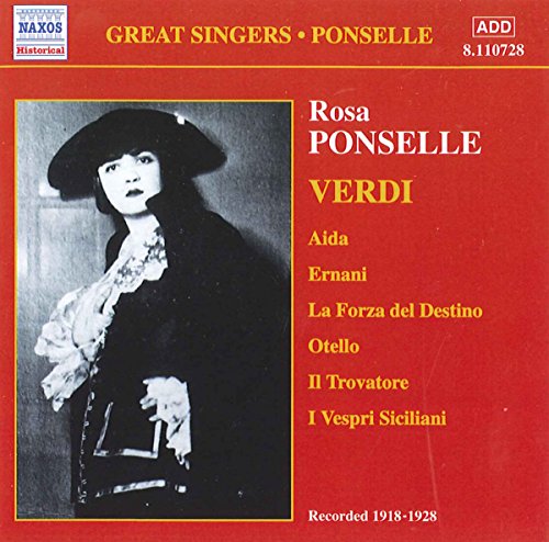 CD cover for Rosa Ponselle’s Verdi arias, featuring a black and white portrait.