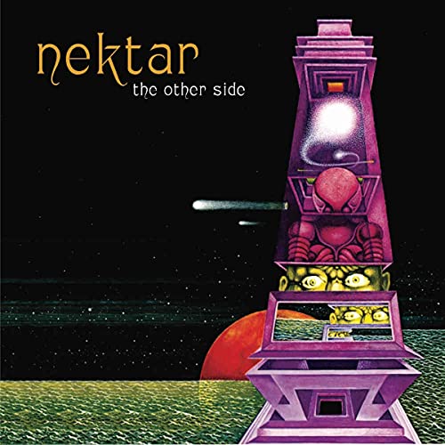 Album cover art for Nektar The Other Side featuring a surreal purple tower structure.
