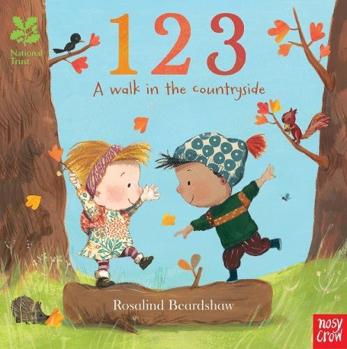 Children playing amongst trees and falling leaves, book cover illustration.