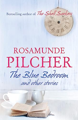 Book cover for “The Blue Bedroom” with clock, teacups, and books.