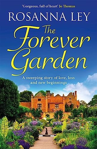 Book cover: "The Forever Garden" with a manor house and garden scene.