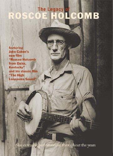 DVD cover featuring Roscoe Holcomb, a banjo player in a hat and glasses.