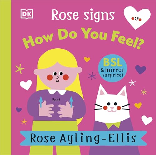 Book cover featuring a girl and a cat on a pink background with hearts.