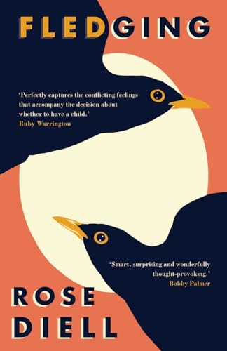 Book cover: "Fledging" by Rose Diell, featuring two stylized penguin silhouettes.