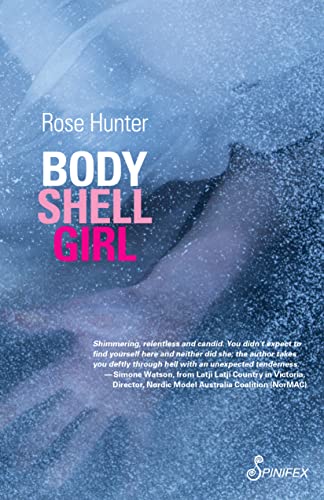 Book cover: abstract blue image with title “Body Shell Girl” in pink text.