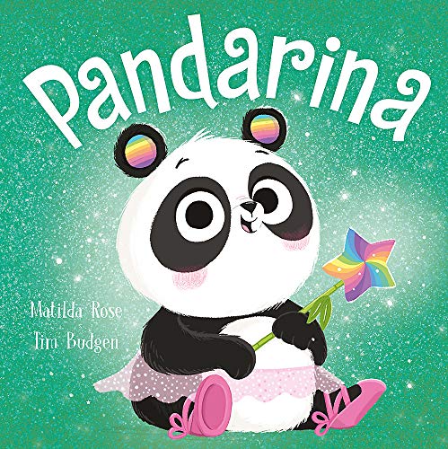 Pandarina book cover: a cute panda holding a rainbow flower.