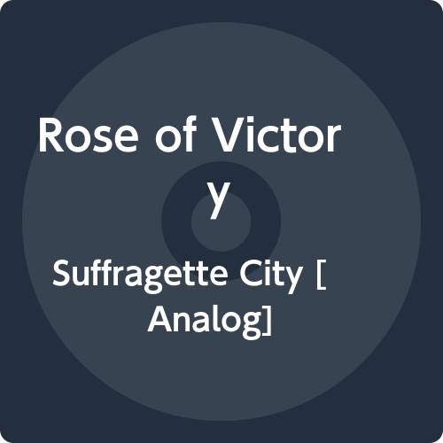 Dark blue vinyl record with white text: "Suffragette City" and "Rose of Victor y".