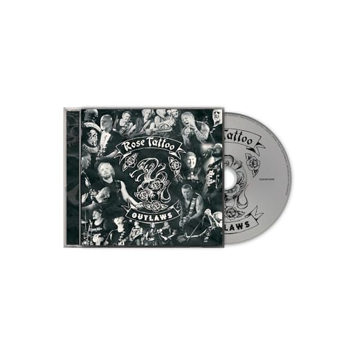 Rose Tattoo “Outlaws” CD case and disc, black and white imagery.