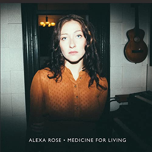 Album cover for Rosealexa’s “Medicine For Living” featuring a woman’s portrait.