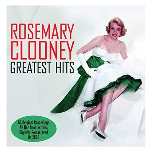 Rosemary Clooney wearing a white and green dress on a Greatest Hits CD cover.