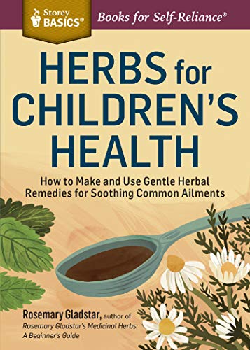 Book cover: "Herbs for Children's Health" with herbs and a spoon illustration.