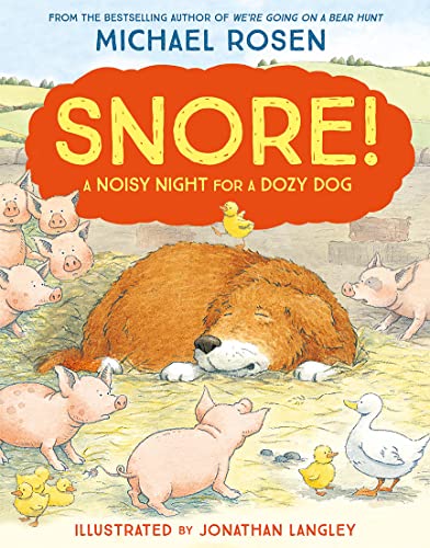 Book cover: a large brown dog sleeps surrounded by farm animals.