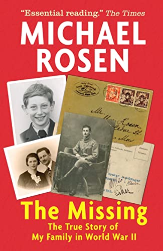 Book cover with vintage photos and title “The Missing” by Michael Rosen.