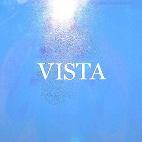 Blue vinyl record sleeve with white text reading VISTA in large serif font center.