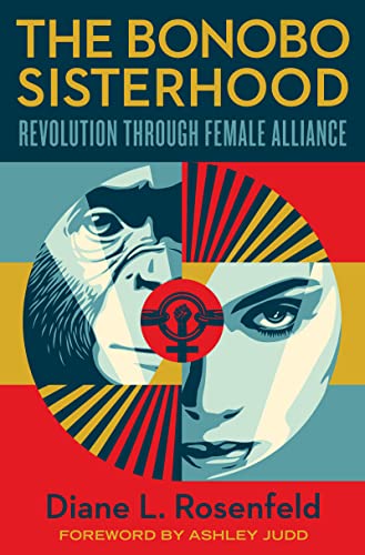 Book cover: “The Bonobo Sisterhood” with a stylized female face and red fist.