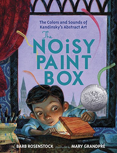 Book cover: a boy looks into an open paint box with colorful swirls.