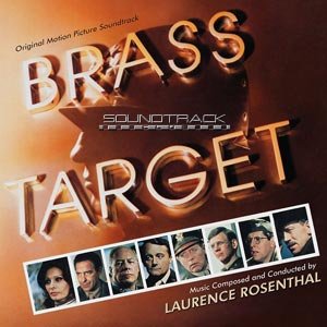 CD cover for "Brass Target" soundtrack with film stills and gold lettering.