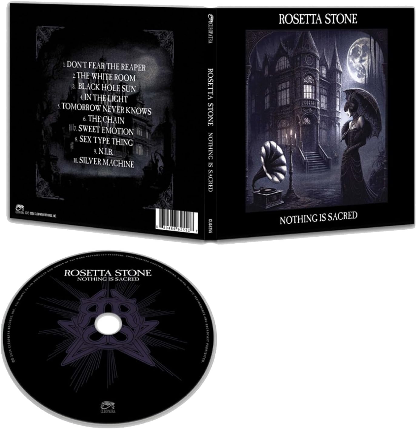 Rosetta Stone "Nothing Is Sacred" CD case with tracklist and ornate design.