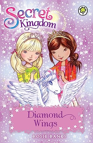 Book cover featuring two princesses and a white winged unicorn.