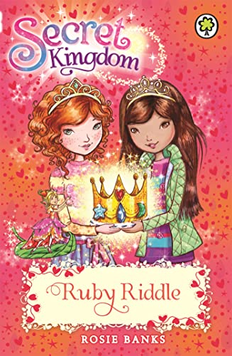 Book cover with two young princesses and a glowing crown.