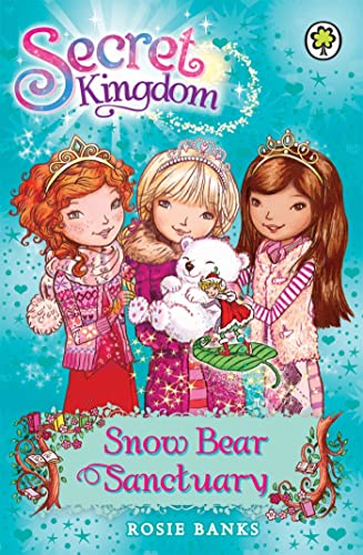 Three princesses with a white polar bear cub, book cover.