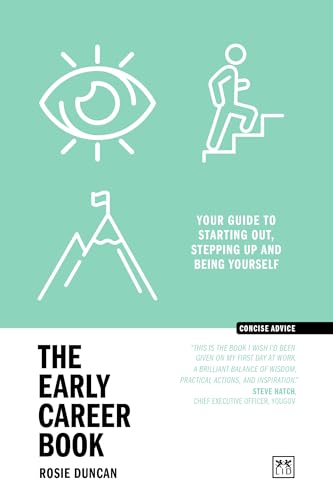 Book cover with eye, figure climbing stairs, and title "The Early Career Book".