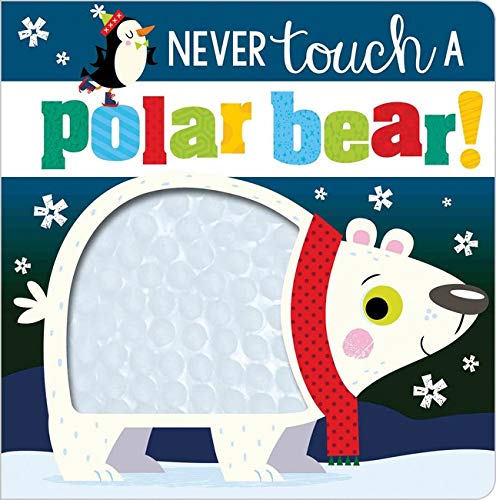 Board book cover with a polar bear, penguin, and textured patch.