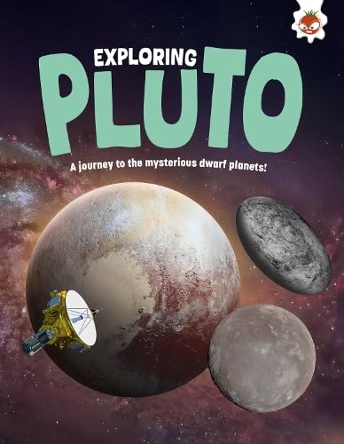 BookLBook cover showing Pluto, two moons, and a space probe against a nebula.