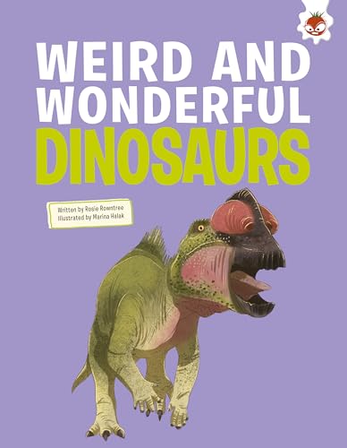 Book cover: illustrated dinosaur with open mouth, purple background.
