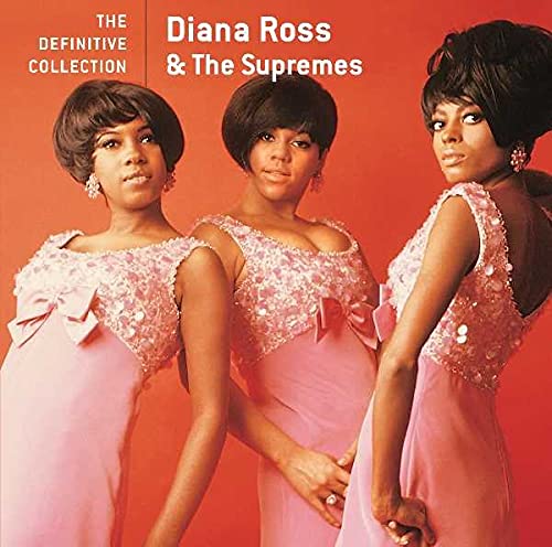 Diana Ross and The Supremes album cover featuring three women in pink dresses.