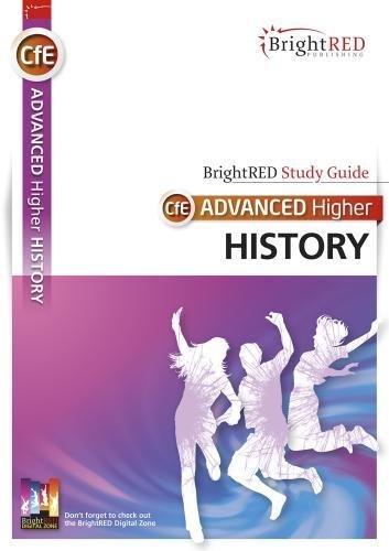 Textbook cover with history theme, bright red background, and educational content for Scottish students.