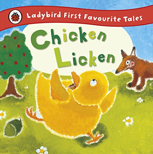 Book cover featuring a yellow chick, a fox, and a tree in a field.