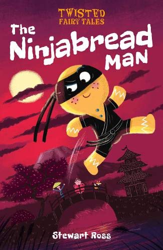 Book cover: gingerbread man in ninja outfit running from people.
