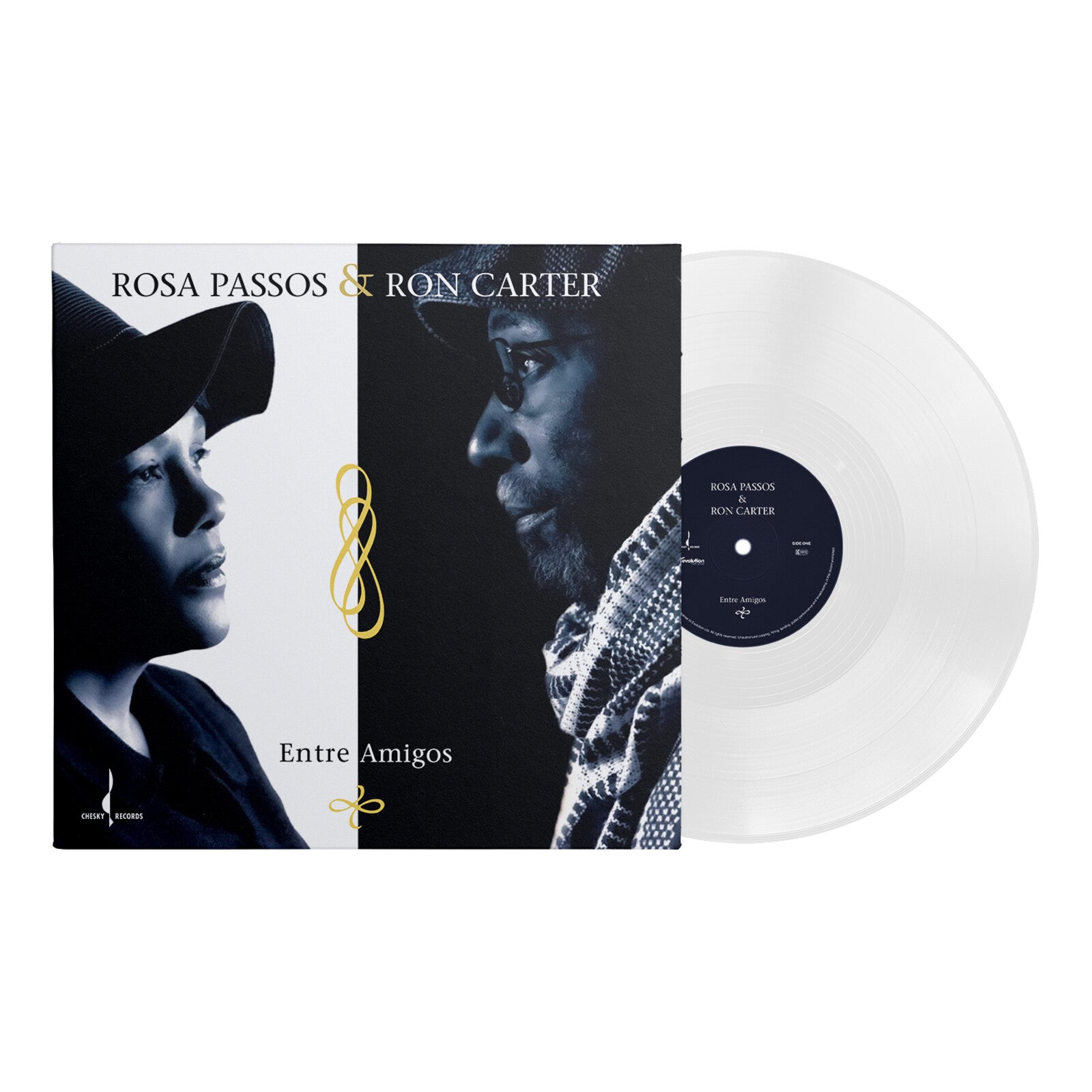 Vinyl record cover featuring Rosa Passos and Ron Carter next to a clear disc.