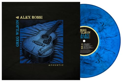 Vinyl record cover and disc featuring an acoustic guitar in blue hues.