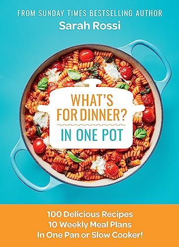 Cookbook cover featuring pasta in a blue pot with tomatoes and basil.