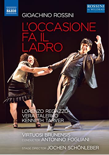 DVD cover for Rossini’s “L’occasione fa il ladro” opera, featuring performers.