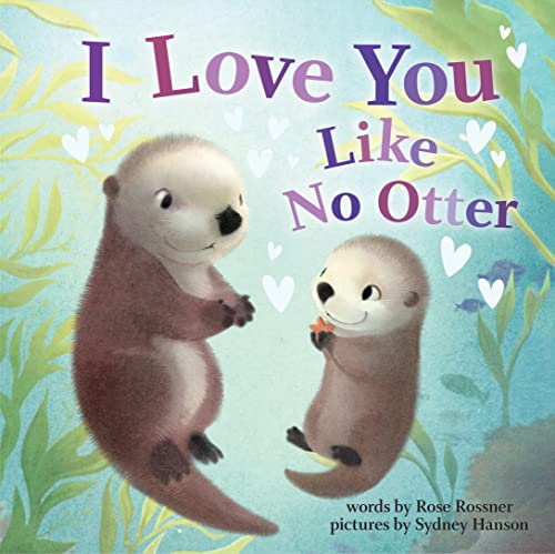 Book cover featuring two otters holding hands amidst underwater plants.