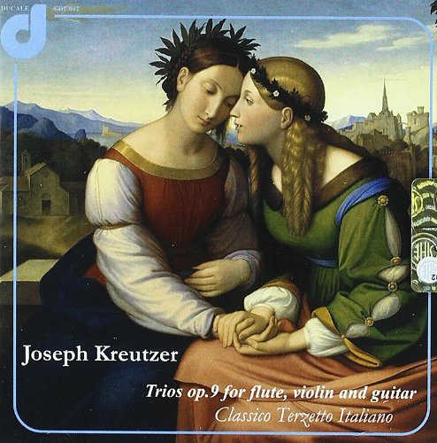 CD cover depicting two women in Renaissance style, with musical text.